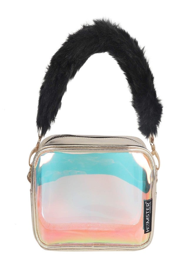 Hamster London Shiny Fur Handle Sling Bag for Girl's and Woman (Black, Size: 18X7X11 cm) - Image 2